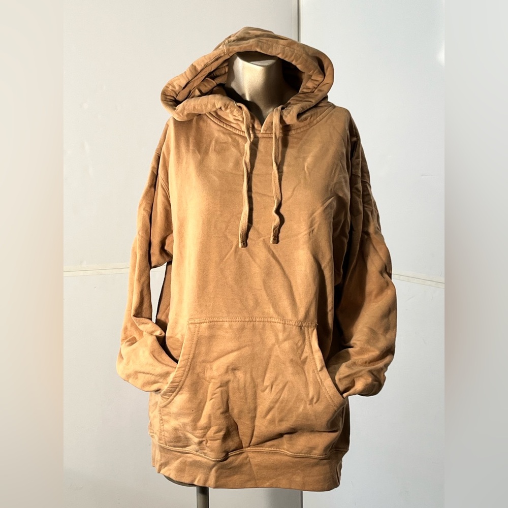 Tan pullover hoodie, size M